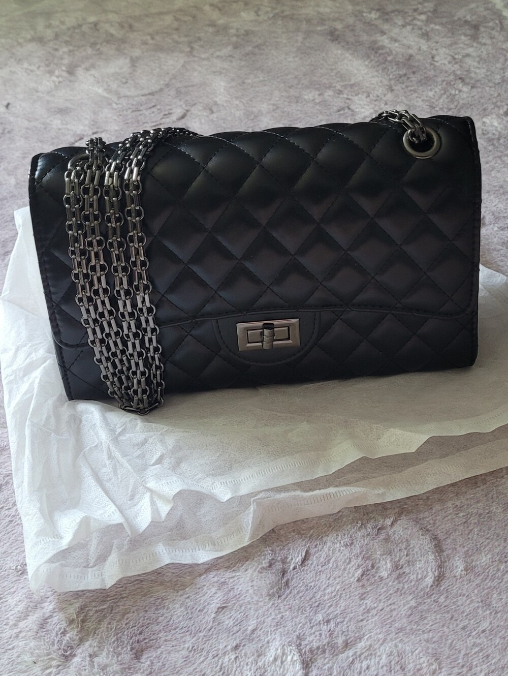 NWOT! Quilted Black Shoulder Bag with Chain Strap